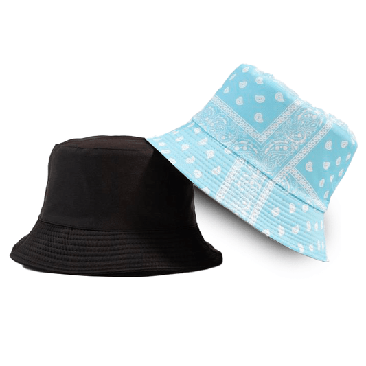 Lichtblauwe Reversible Bucket Hat met Bandanaprint