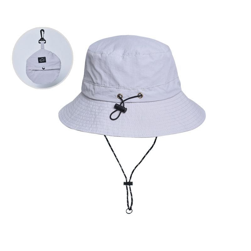 Lichtgrijze Opvouwbare Bucket Hat met Touwtje