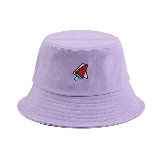 Lila Bucket Hat met Watermeloen Ijsje