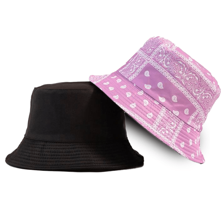 Paarse Reversible Bucket Hat met Bandanaprint