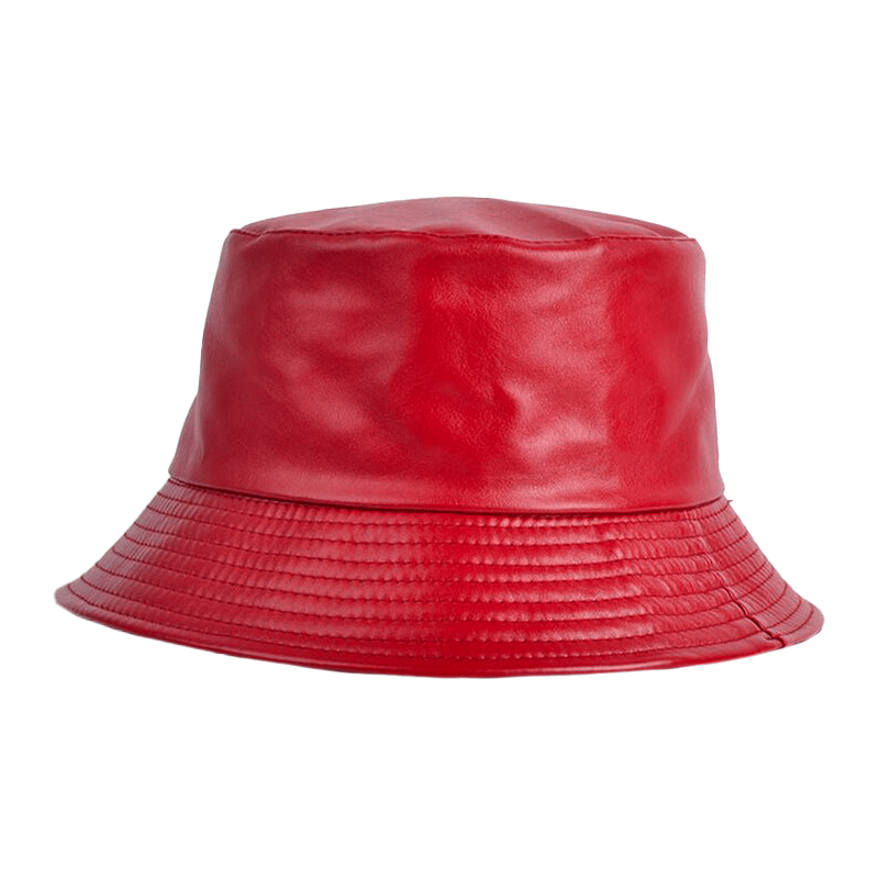 Rode Bucket Hat van Imitatieleer