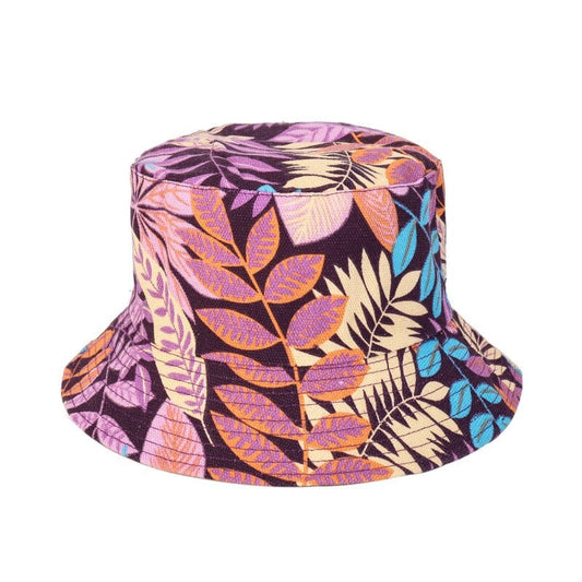 Roze Bucket Hat met Bladerenprint