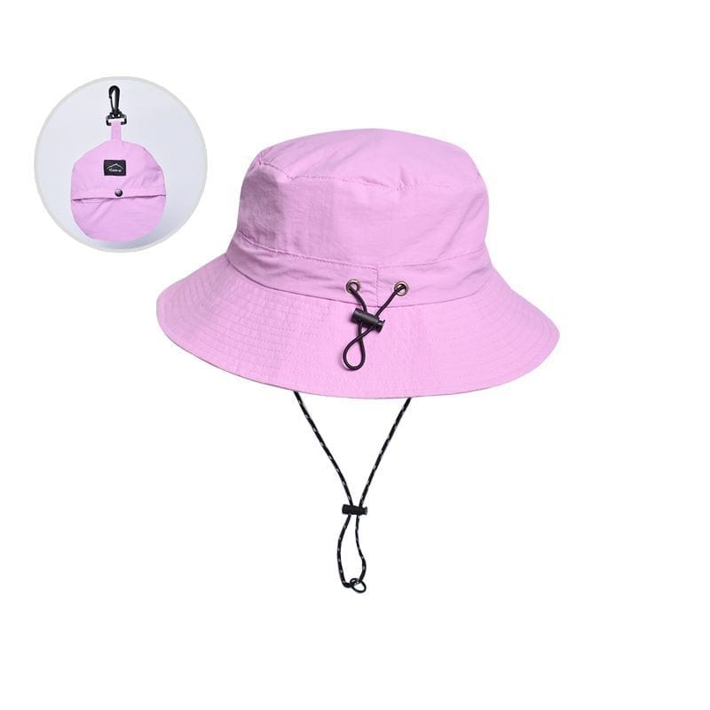 Roze Opvouwbare Bucket Hat met Touwtje