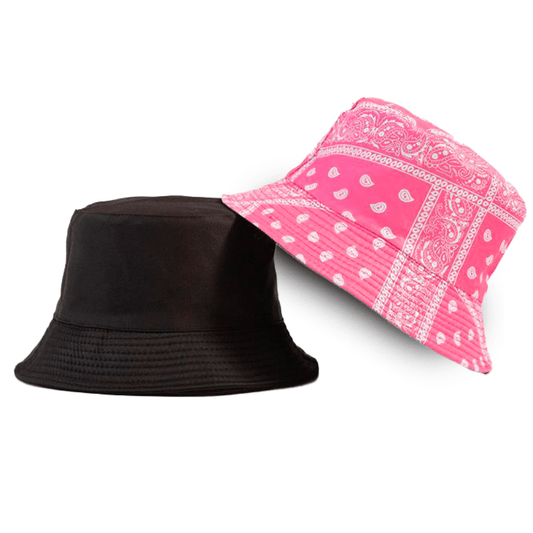 Roze Reversible Bucket Hat met Bandanaprint