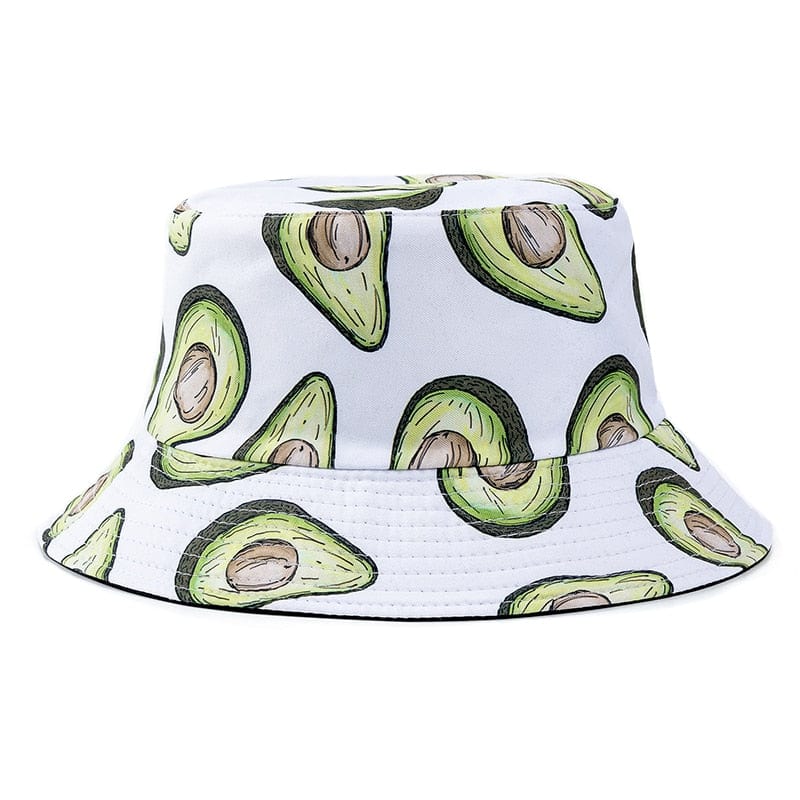 Witte Bucket Hat met Avocadoprint