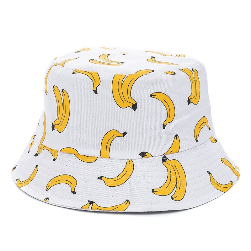 Witte Bucket Hat met Bananenmotief