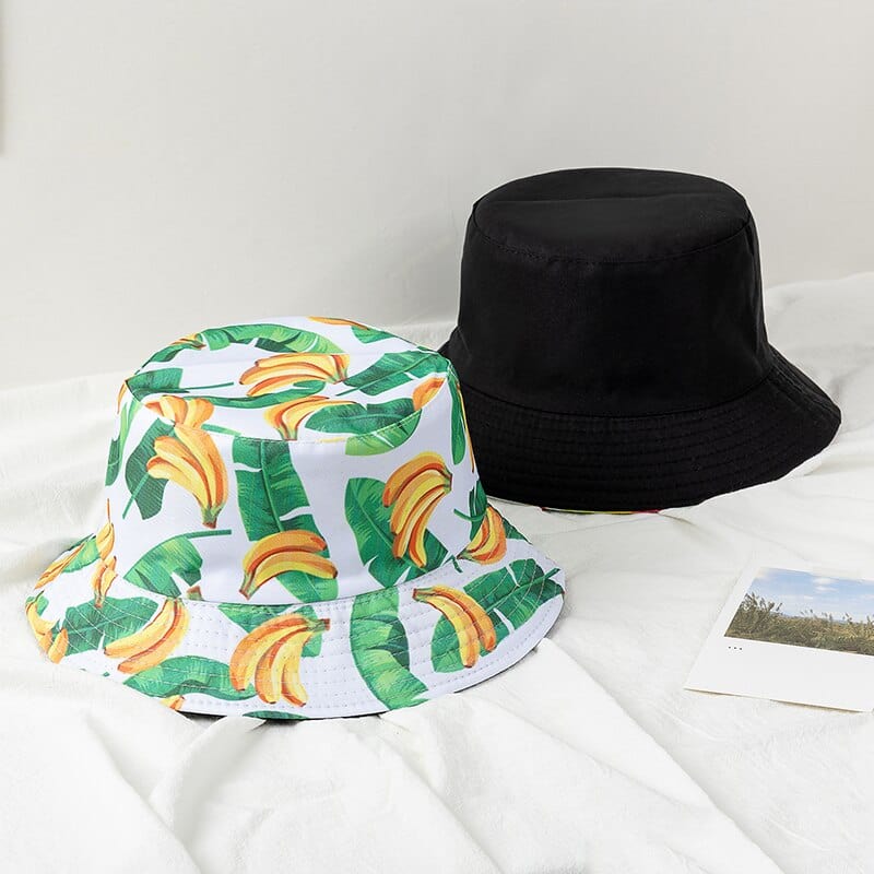 Witte Bucket Hat met Bananenprint