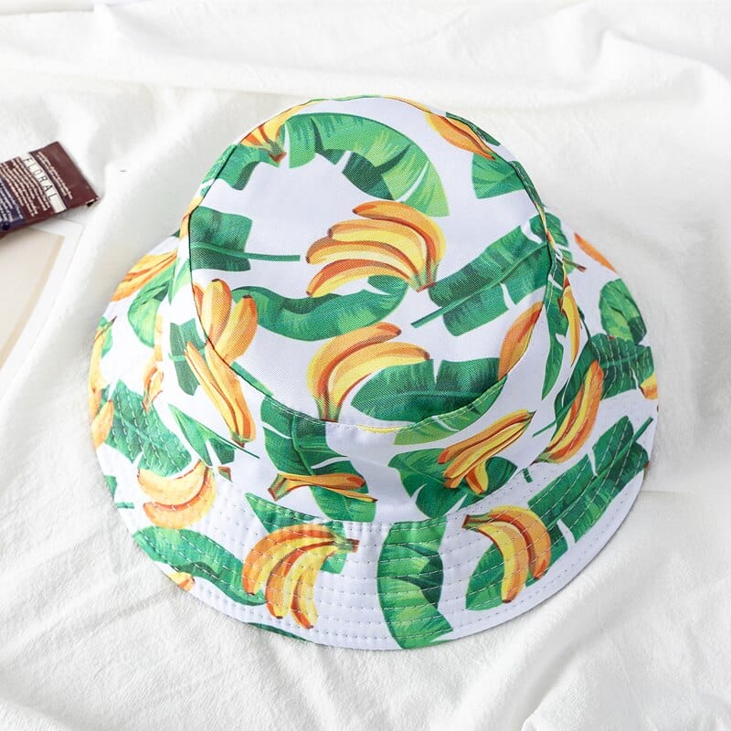 Witte Bucket Hat met Bananenprint