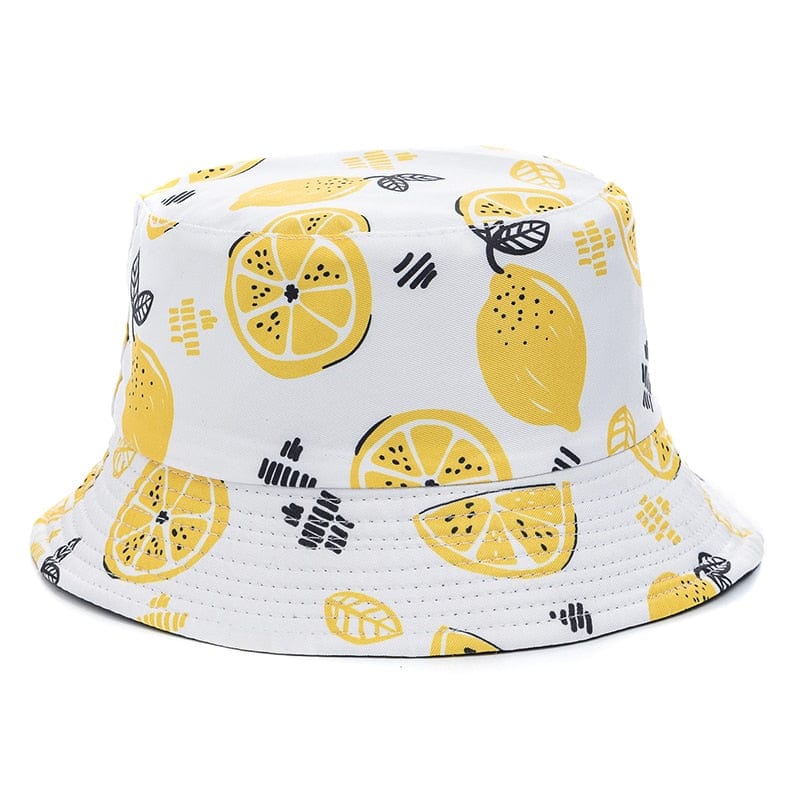 Witte Bucket Hat met Citroenenmotief