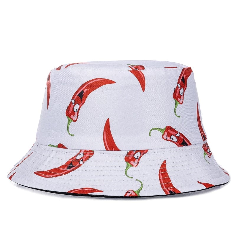 Witte Bucket Hat met Pepermotief