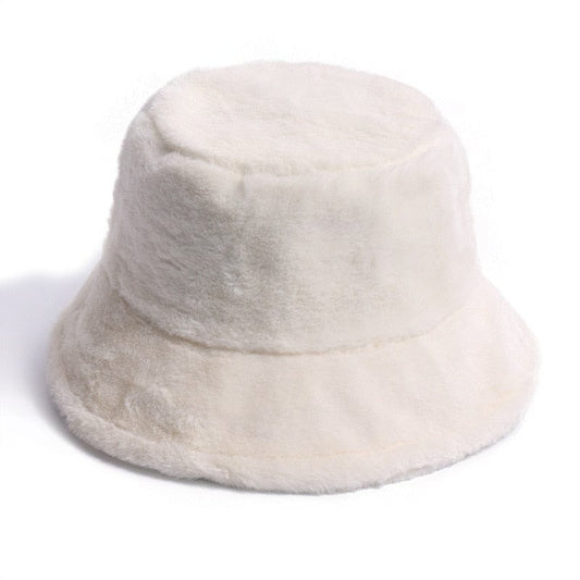 Witte Fluffy Bucket Hat