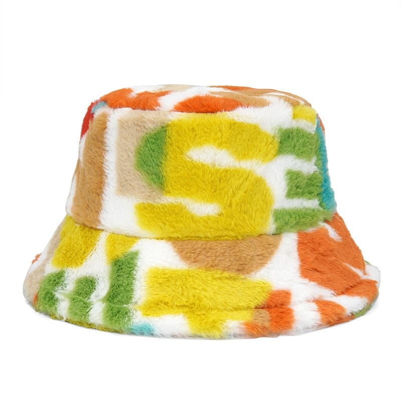 Witte Fluffy Bucket Hat met Grote Letters