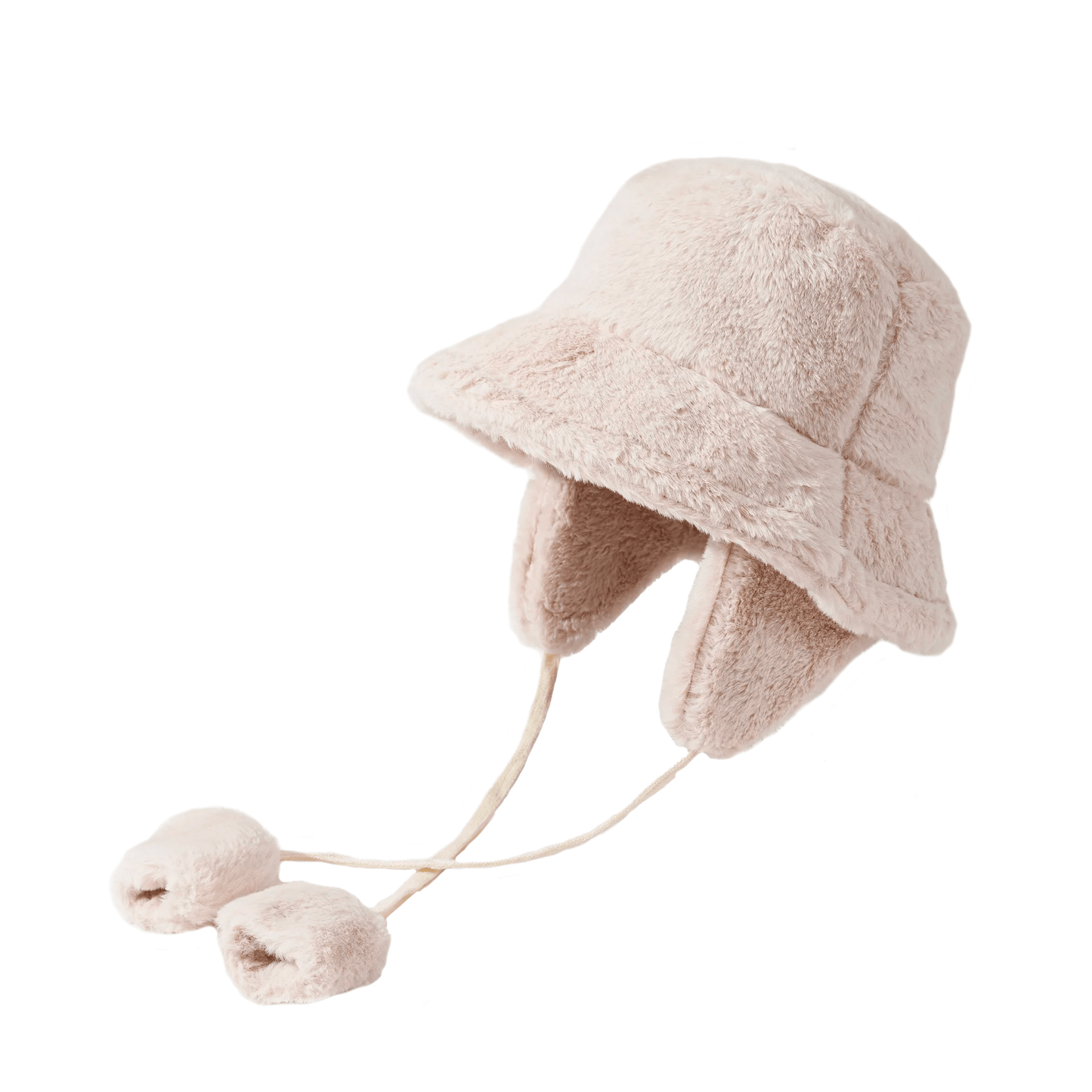 Witte Fluffy Bucket Hat met Oorflappen