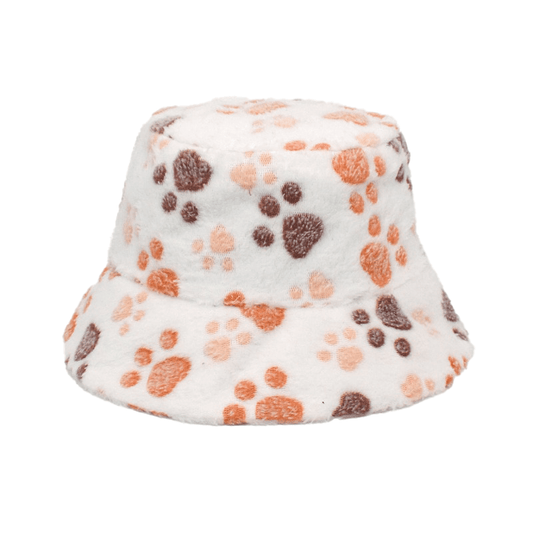 Witte Fluffy Bucket Hat met Potenprint