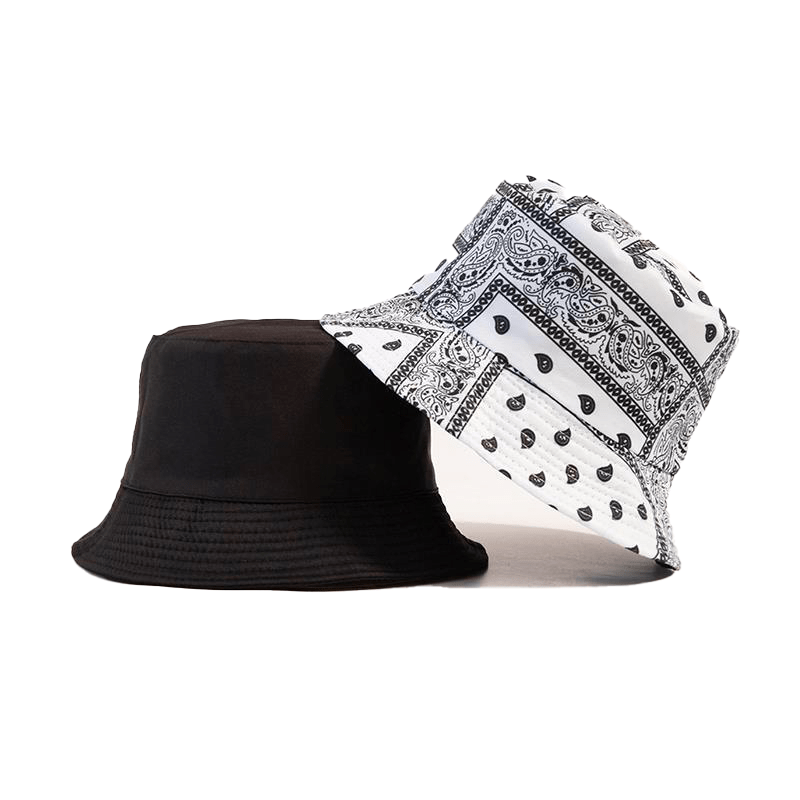 Witte Reversible Bucket Hat met Bandanaprint