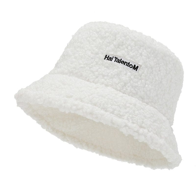 Witte Teddy Bucket Hat met Labeltje