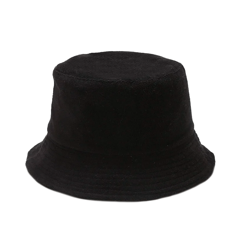 Zwarte Badstof Bucket Hat