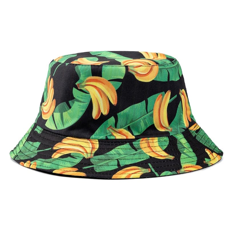 Zwarte Bucket Hat met Bananenprint