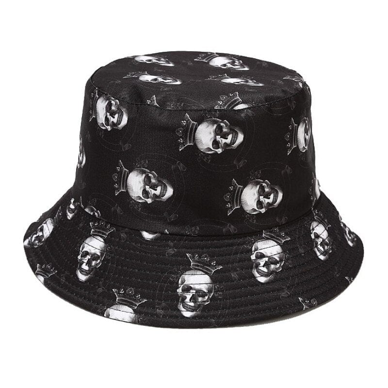 Zwarte Bucket Hat met Doodskoppen