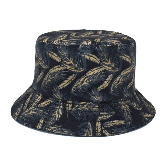 Zwarte Bucket Hat met Verenprint