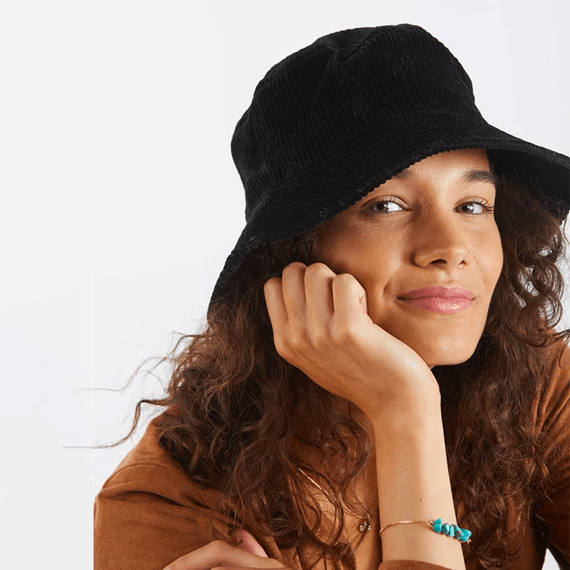 Zwarte Corduroy Bucket Hat