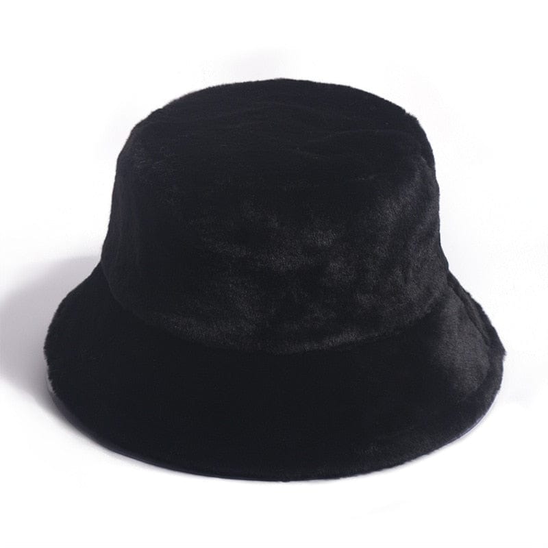 Zwarte Fluffy Bucket Hat