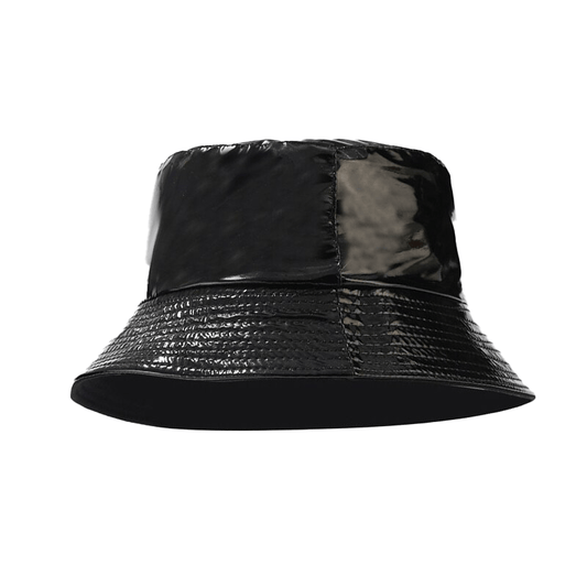 Zwarte Vinyl Bucket Hat